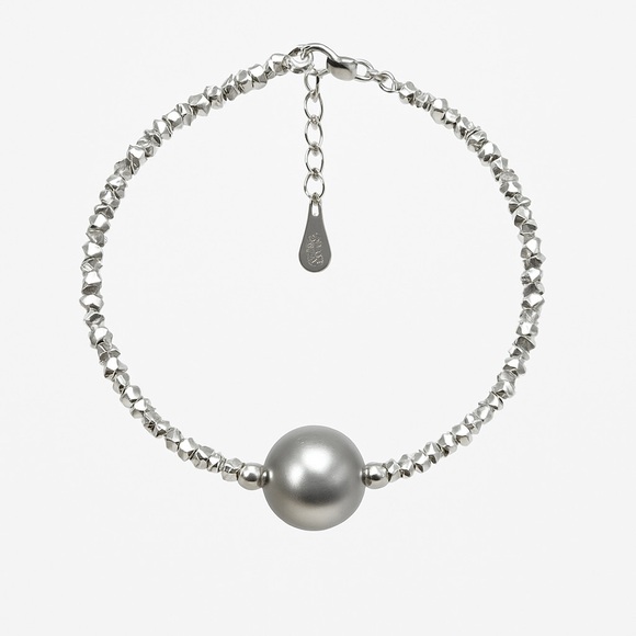 ⚜️❤️‍🔥 S925 Silver Beaded Bracelet With Faux Pearl 💫 - Picture 1 of 9